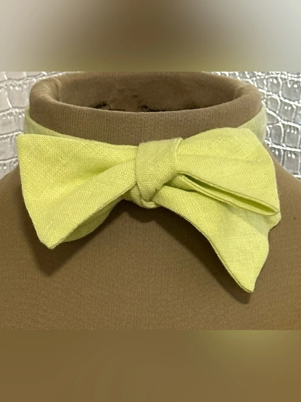 Oscar de la Renta Vintage Boys Y2K Lime Green Yellow Bow Tie